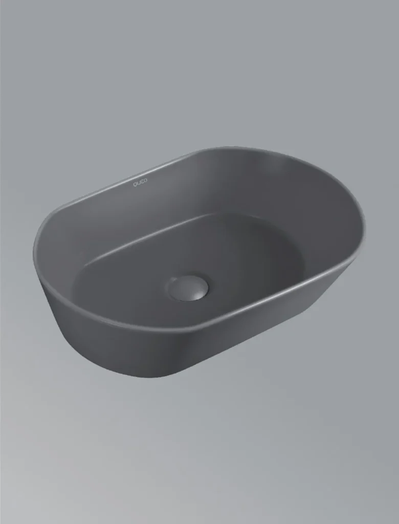 Over the counter basin without faucet hole in matt grey