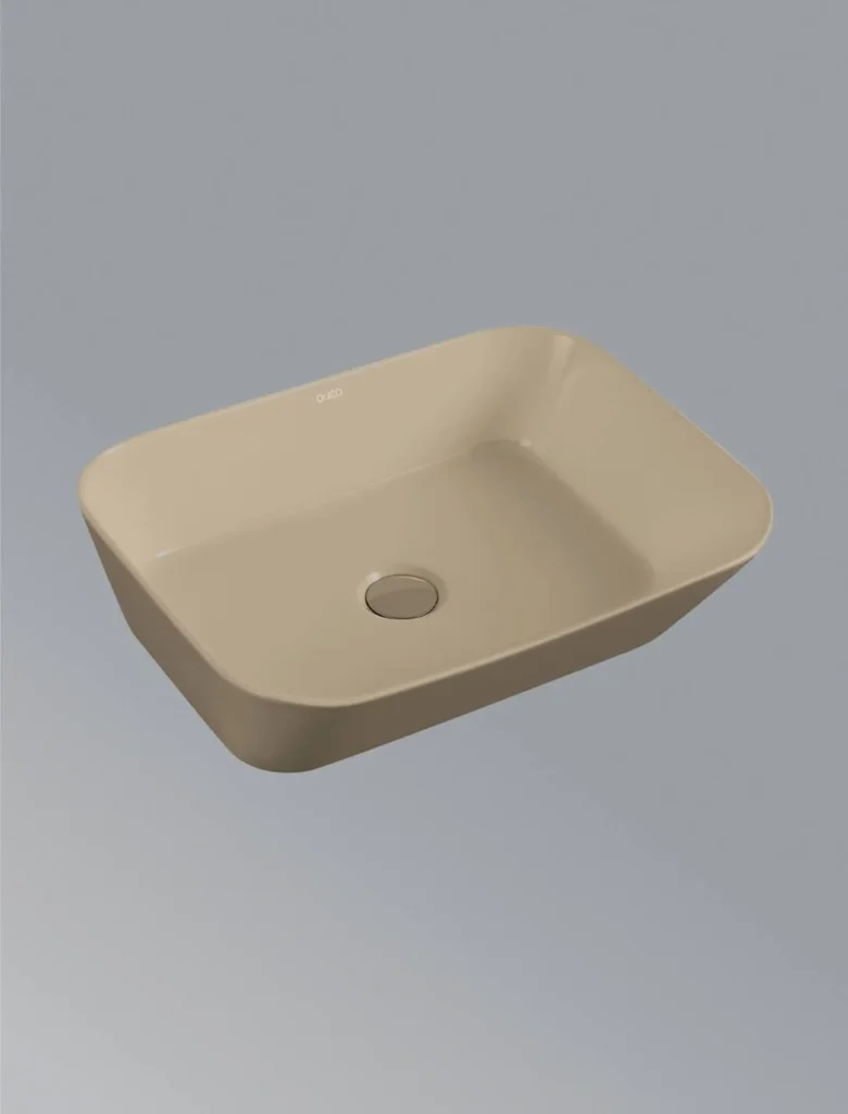 Over the counter basin without faucet hole in matt khaki