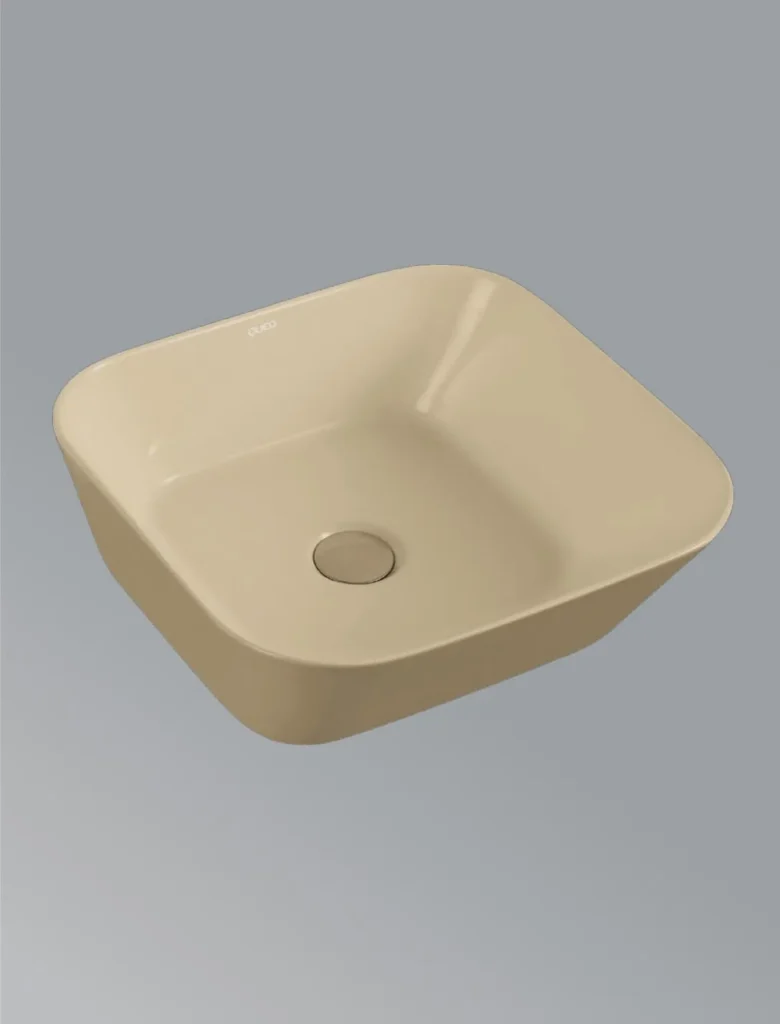 Over the counter basin without faucet hole in matt khaki