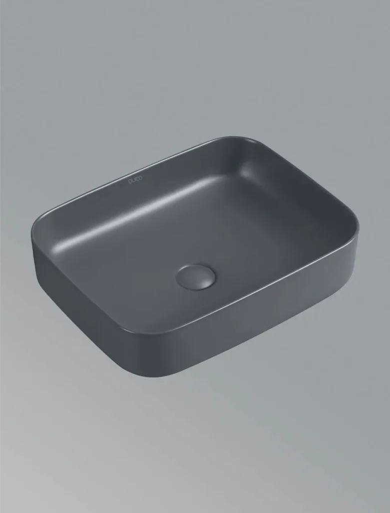 Over the counter basin without faucet hole in matt grey