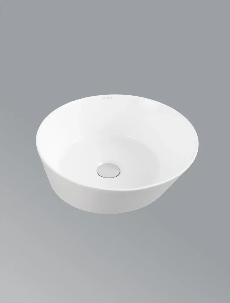 Over the counter basin without faucet hole in white