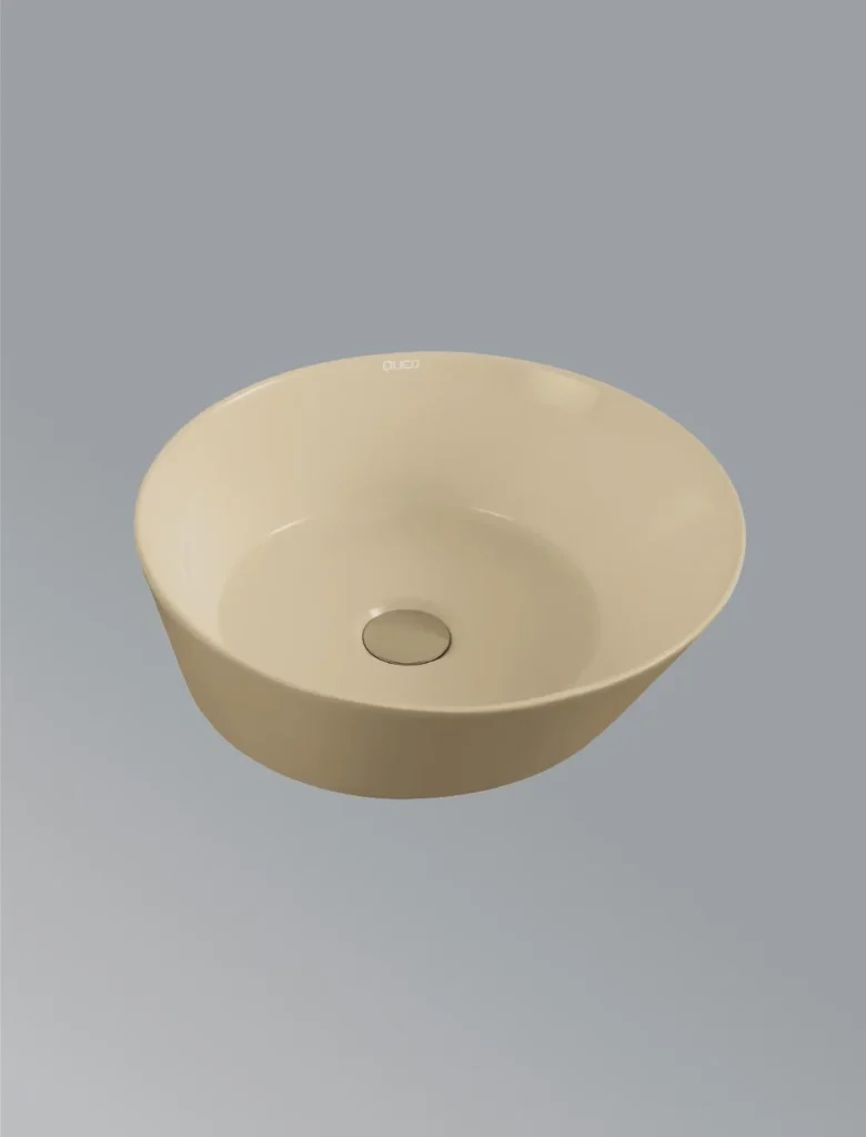 Over the counter basin without faucet hole in matt khaki