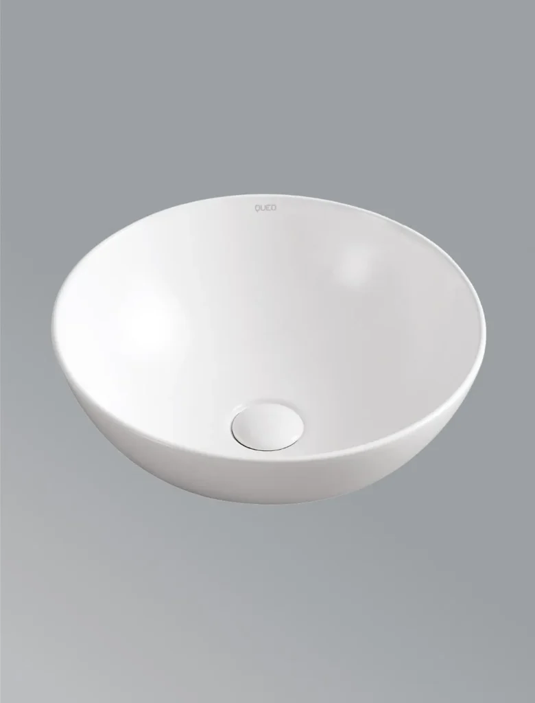 Over the counter basin without faucet hole in white