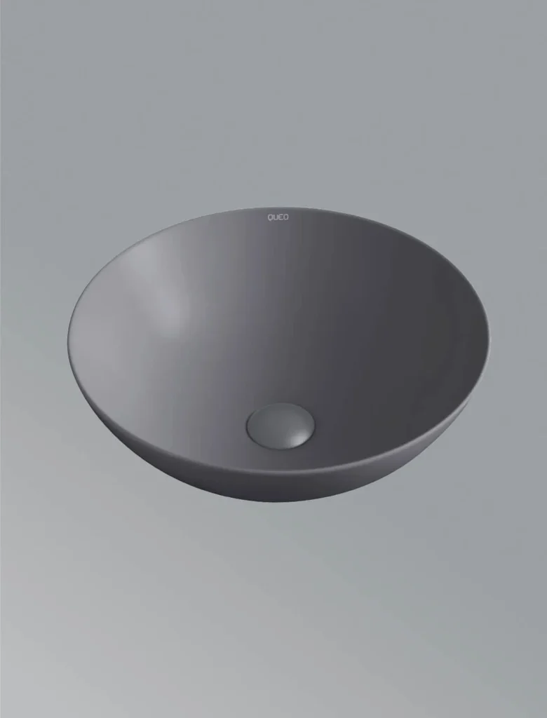 Over the counter basin without faucet hole in matt grey