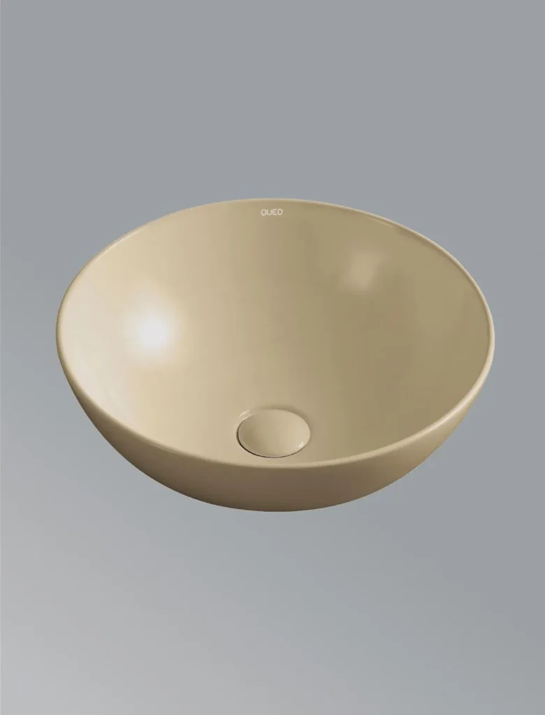 Over the counter basin without faucet hole in matt khaki