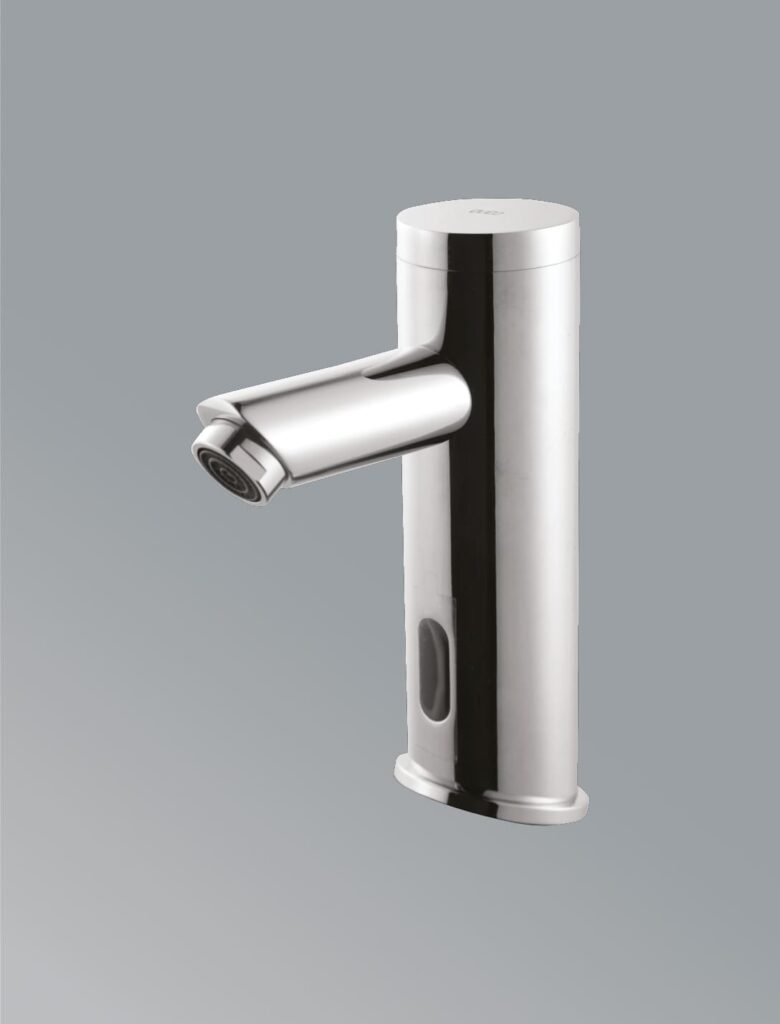 Touchless basin faucet cold-only in polished chrome (AC and DC)