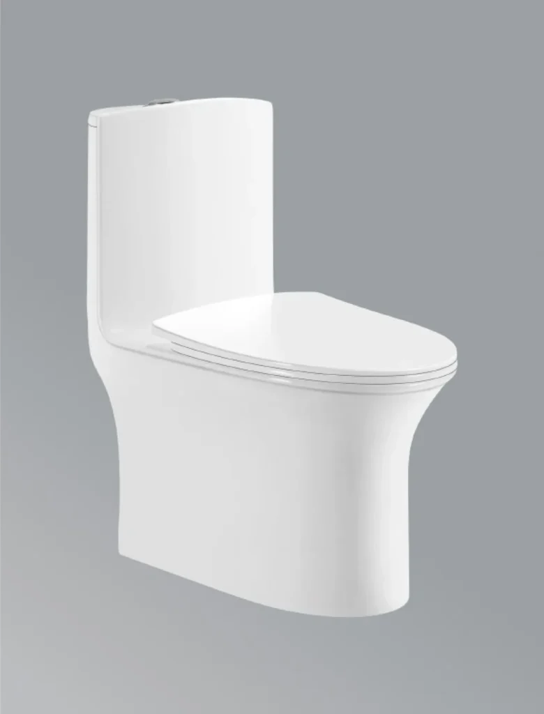 One-piece toilet with soft-close seat cover in white S-220'