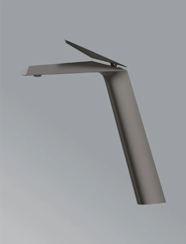 Rubix-Single-Control-basin-faucet-tall-in-gun-grey